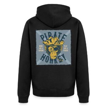 Piraten - Unisex Premium Bio Zip Hoodie - Schwarz - Hinten - Nico (187cm)