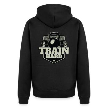 Cadeau de dictons de remise en forme musculaire cool - Veste à capuche bio Premium Unisexe - noir - Dos - Nico (187cm)