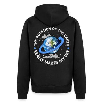 Rotation Of The Earth - Science - Planet - Globe - Unisex Premium Organic Zip Hoodie - black - Back - Nico (187cm)