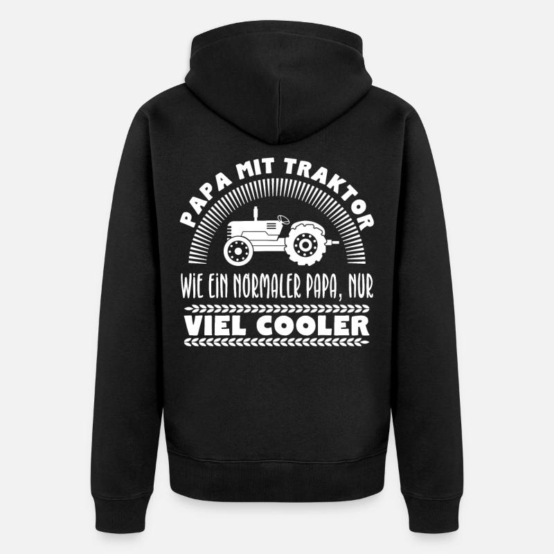 Papa mit Traktor - Unisex Premium Bio Zip Hoodie - Schwarz