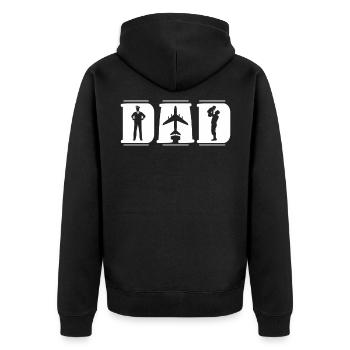 Pilot Piloten Vater Vatertag Geschenk Flugzeug - Unisex Premium Bio Zip Hoodie - Schwarz - Hinten - Nico (187cm)