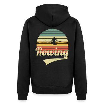 Rudern Ruderer Rowing Vintage Retro Rowing - Unisex Premium Bio Zip Hoodie - Schwarz - Hinten - Nico (187cm)