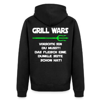 Grill Wars dunkle Seite Grillst - Unisex Premium Bio Zip Hoodie - Schwarz - Hinten - Nico (187cm)