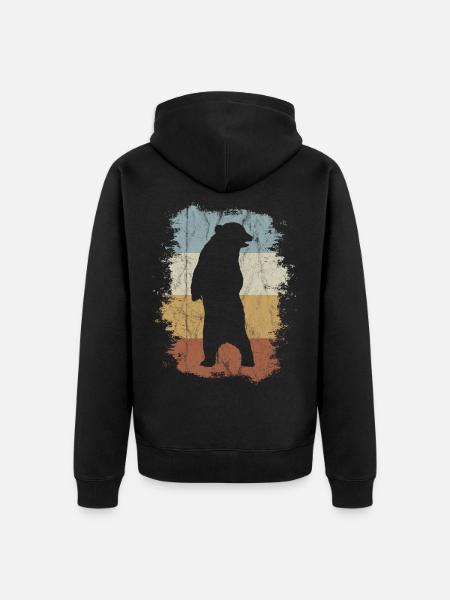 Vintage 60s 70s Grizzly | Retro bear silhouette - Unisex Premium Organic Zip Hoodie - black