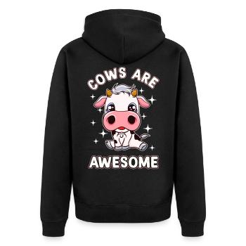 Kuh Baby Kälbchen Kühe Niedlich Kawaii Comic - Unisex Premium Bio Zip Hoodie - Schwarz - Hinten - Nico (187cm)
