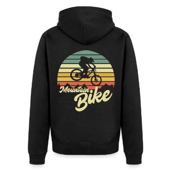 Mountain Bike Mountainbike MTB Vintage Retro - Unisex Premium Bio Zip Hoodie - Schwarz - Hinten - Nico (187cm)