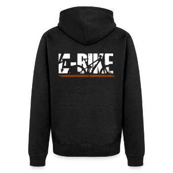 E Bike Elektrorad Elektrofahrrad E-Bike EBike - Unisex Premium Bio Zip Hoodie - Schwarz - Hinten - Nico (187cm)