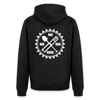 Trail Building No Dig No Ride Mountainbike MTB - Unisex Premium Organic Zip Hoodie - black - Back - Nico (187cm)
