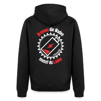 E-Bike E Bike lustiger Spruch - Unisex Premium Bio Zip Hoodie - Schwarz - Hinten - Nico (187cm)