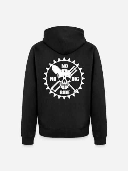 Trail Builder MTB NO DIG NO RIDE Skull - Unisex Premium Organic Zip Hoodie - black