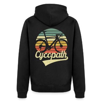 Rennrad Rennradfahrer Cycopath Vintage Retro - Unisex Premium Bio Zip Hoodie - Schwarz - Hinten - Nico (187cm)