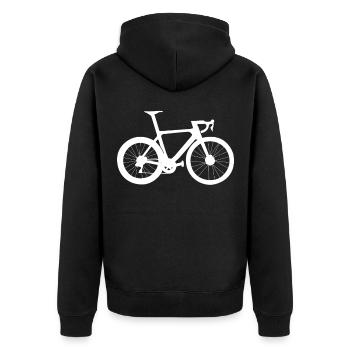 Rennrad Silhouette - Unisex Premium Bio Zip Hoodie - Schwarz - Hinten - Nico (187cm)