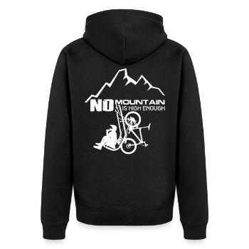 MTB mountain bike No mountain too high Downhill Enduro - Unisex Premium Organic Zip Hoodie - black - Back - Nico (187cm)