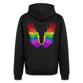 LGBTQ - CSD AILES ANGÉLIQUES GAY GAY - Veste à capuche bio Premium Unisexe - noir - Dos - Nico (187cm)