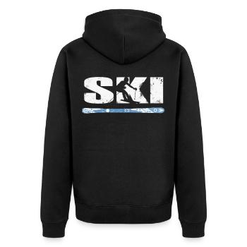 Skiing Skiing - Unisex Premium Organic Zip Hoodie - black - Back - Nico (187cm)