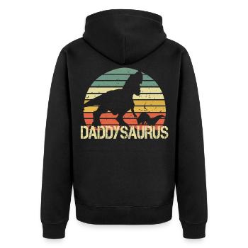 Daddysaurus TRex Vintage Retro Anniversaire du Père - Veste à capuche bio Premium Unisexe - noir - Dos - Nico (187cm)