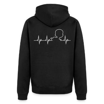 Herzschlag mit Baby I Liebe Eltern Mutter Kinder - Unisex Premium Bio Zip Hoodie - Schwarz - Hinten - Nico (187cm)