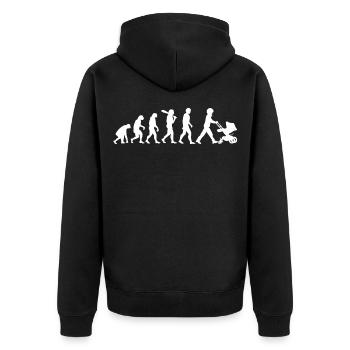 Evolution des Afro Vater mit Baby Witzig Eltern - Unisex Premium Bio Zip Hoodie - Schwarz - Hinten - Nico (187cm)