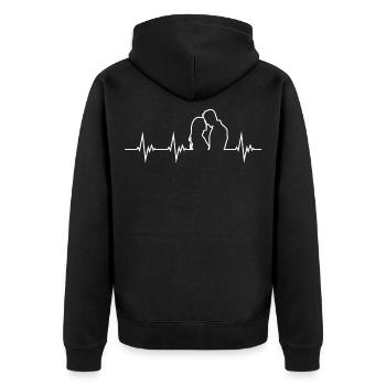 Heartbeat Lovers In Love Relationship Love - Unisex Premium Organic Zip Hoodie - black - Back - Nico (187cm)