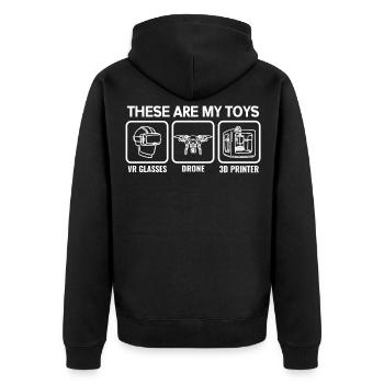 VR Brille Virtual Reality 3D Drucker Drohne - Unisex Premium Bio Zip Hoodie - Schwarz - Hinten - Nico (187cm)