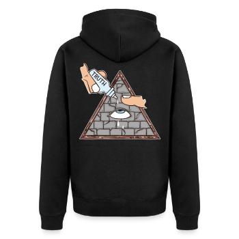 Pyramid Illuminati All-seeing eye conspiracy - Unisex Premium Organic Zip Hoodie - black - Back - Nico (187cm)
