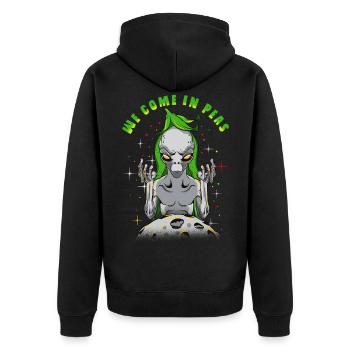Alien Aliens We Come In Peas Gift - Veste à capuche bio Premium Unisexe - noir - Dos - Nico (187cm)