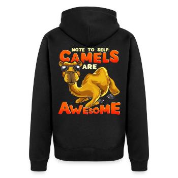 Kamel Kamele Lustiger Spruch Ägypten Geschenk - Unisex Premium Bio Zip Hoodie - Schwarz - Hinten - Nico (187cm)