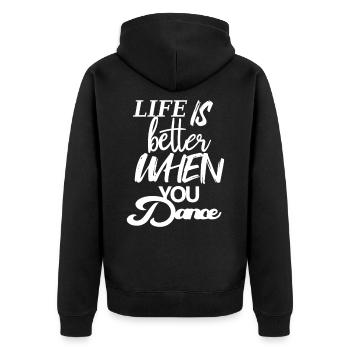 Sayings Dance Fitness - Unisex Premium Organic Zip Hoodie - black - Back - Nico (187cm)