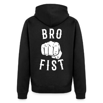 Bro Fist Coole Beste Freunde Spruch - Unisex Premium Bio Zip Hoodie - Schwarz - Hinten - Nico (187cm)