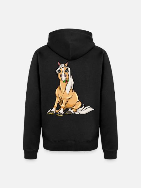 Haflinger paard Leuk merriegift - Premium økologisk unisex-hættejakke - sort