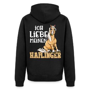 Ich Liebe Meinen Haflinger Pferde Pferd Geschenk - Unisex Premium Bio Zip Hoodie - Schwarz - Hinten - Nico (187cm)