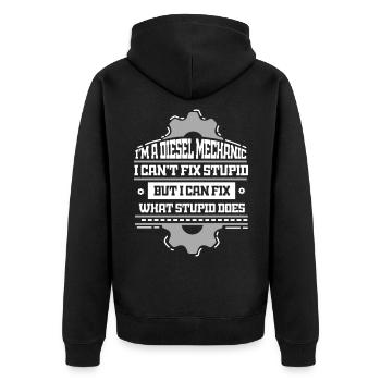 Diesel KFZ Mechaniker Mechatroniker Schrauber - Unisex Premium Bio Zip Hoodie - Schwarz - Hinten - Nico (187cm)
