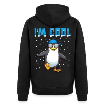 Cooler Pinguin Pinguine Lustiger Spruch Geschenk - Unisex Premium Bio Zip Hoodie - Schwarz - Hinten - Nico (187cm)