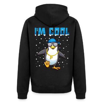 Cooler Hip Hop Pinguin Pinguine Geschenk - Unisex Premium Bio Zip Hoodie - Schwarz - Hinten - Nico (187cm)