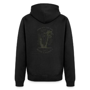 Kite Surf - Unisex Premium Bio Zip Hoodie - Schwarz - Hinten - Nico (187cm)