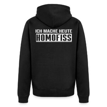 Homeoffice Lustiges Wortspiel Homofiss Denglisch - Unisex Premium Bio Zip Hoodie - Schwarz - Hinten - Nico (187cm)