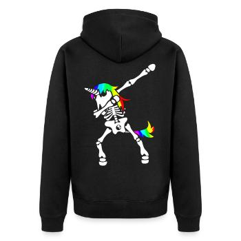 Dab Einhorn Skelett Dabbing Gerippe Halloween - Unisex Premium Bio Zip Hoodie - Schwarz - Hinten - Nico (187cm)