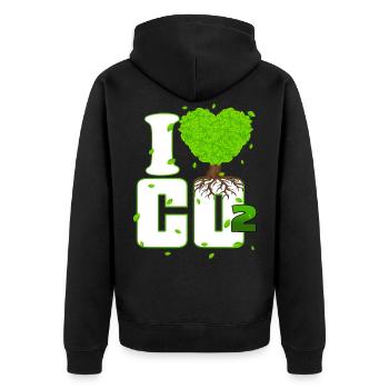 I LOVE CO2 Dieselfahrer Freiheit FCK GRN Anti Grün - Unisex Premium Bio Zip Hoodie - Schwarz - Hinten - Nico (187cm)