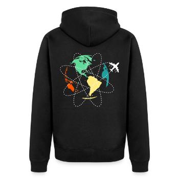 Voyage voyage du monde avion Travelshirt Terre - Veste à capuche bio Premium Unisexe - noir - Dos - Nico (187cm)