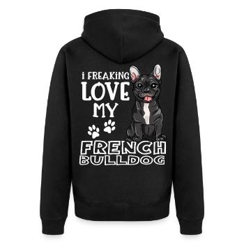 J'aime mes chiens de bouledogue français - Veste à capuche bio Premium Unisexe - noir - Dos - Nico (187cm)