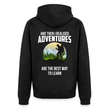 Travel World Tour Airplane Travelshirt Adventure - Unisex Premium Organic Zip Hoodie - black - Back - Nico (187cm)