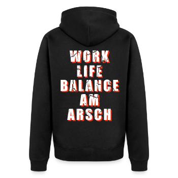 Work Life Balance Funny saying - Unisex Premium Organic Zip Hoodie - black - Back - Nico (187cm)