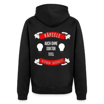 Schwäbisch Schwaben Käpsele gescheit - Unisex Premium Bio Zip Hoodie - Schwarz - Hinten - Nico (187cm)