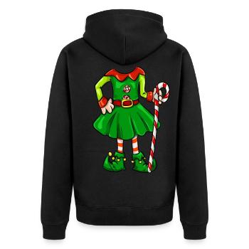 Funny Christmas elf elf girl costume T-shirt - Unisex Premium Organic Zip Hoodie - black - Back - Nico (187cm)