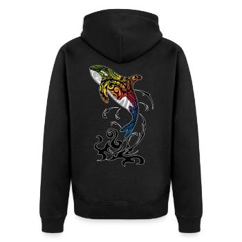 Orques Baleine Tueuse Baleine Tribal Polynésian Tattoo Maori - Veste à capuche bio Premium Unisexe - noir - Dos - Nico (187cm)