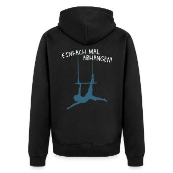Einfach Abhängen Luft-Artistik Humor Trapez Engel - Unisex Premium Bio Zip Hoodie - Schwarz - Hinten - Nico (187cm)