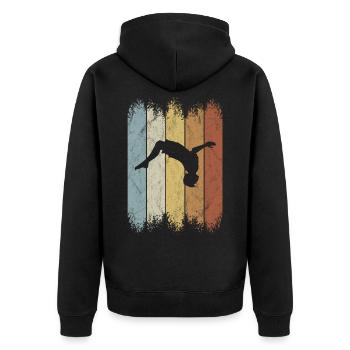 Retro Salto BackFlip Parkour Freerunner Silhouette - Unisex Premium Organic Zip Hoodie - black - Back - Nico (187cm)