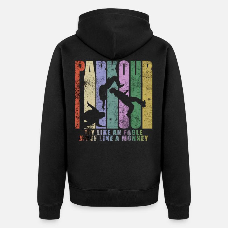 Parkour Freerunner Traceur Le Parcour - Veste à capuche bio Premium Unisexe - noir