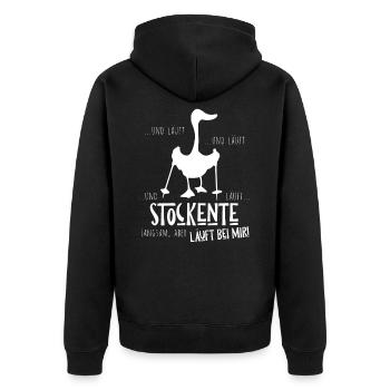 Stockente Silhouette Läuft Bei Mir Nordic Walking - Unisex Premium Bio Zip Hoodie - Schwarz - Hinten - Nico (187cm)