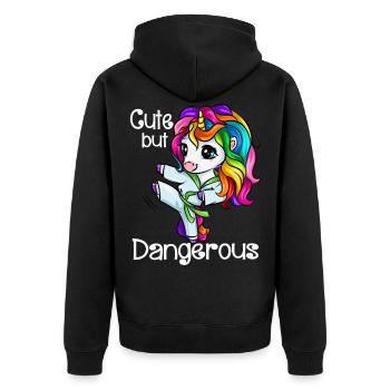 Jolie fille de licorne karaté self-défense - Veste à capuche bio Premium Unisexe - noir - Dos - Nico (187cm)